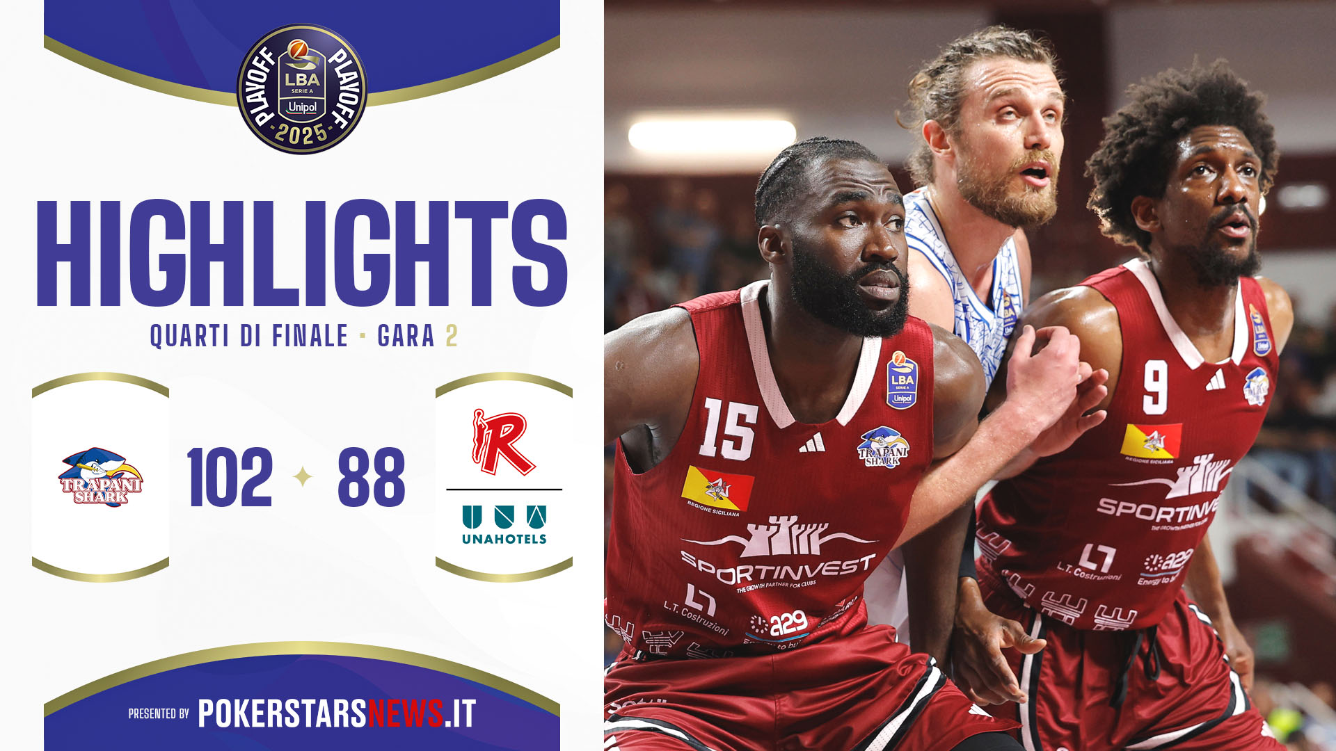 immagine - Trapani Shark – UNAHOTELS Reggio Emilia | Quarti di Finale | Gara-2